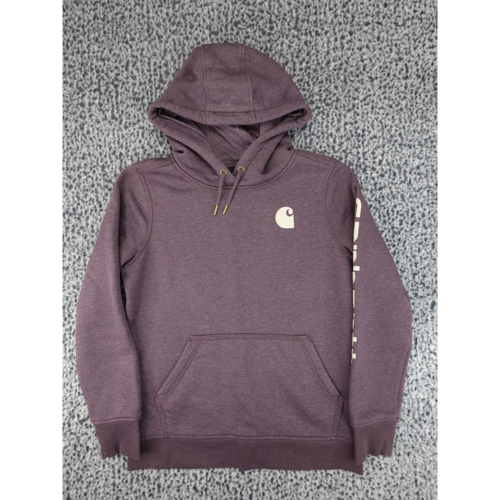 Carhartt Relaxed Fit Hoodie Women S Purple Excellent Graphic Sleeve Pullover